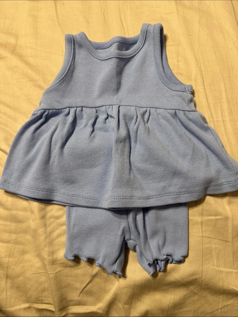 Carter's Light Blue Floral & Solid Tank Top Set
